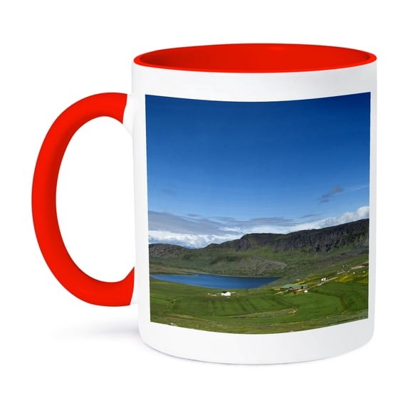 3dRose, Greenland, Itilleq. Sheep farms of Itilleq - GR01 DNY0031 - David Noyes, 11oz Two-Tone Red Mug