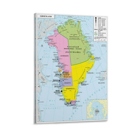 Greenland Map Posters Home Decor Poster Wall Art Hanging Picture Print Bedroom Decorative Painting Posters Room Aesthetic 08x12inch(20x30cm)