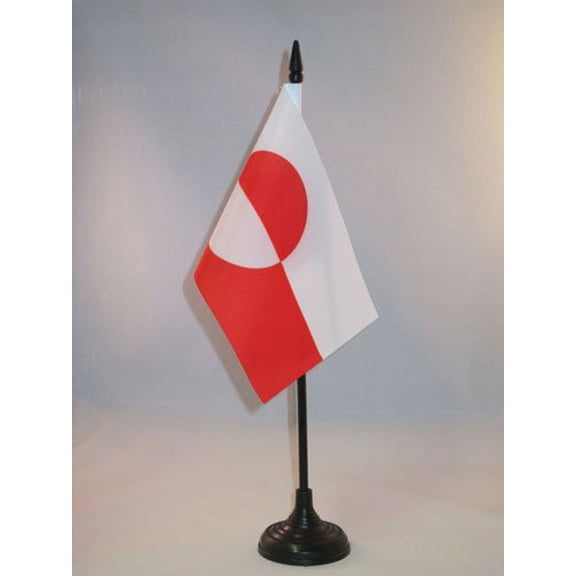 AZ FLAG Greenland Table Flag 4x6 in 100D Polyester Plastic Base 15x10 cm