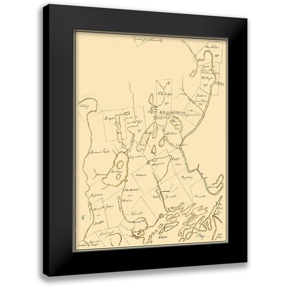 Greenleaf 11x14 Black Modern Framed Museum Art Print Titled - Cumberland Maine Landowner - Greenleaf 1771