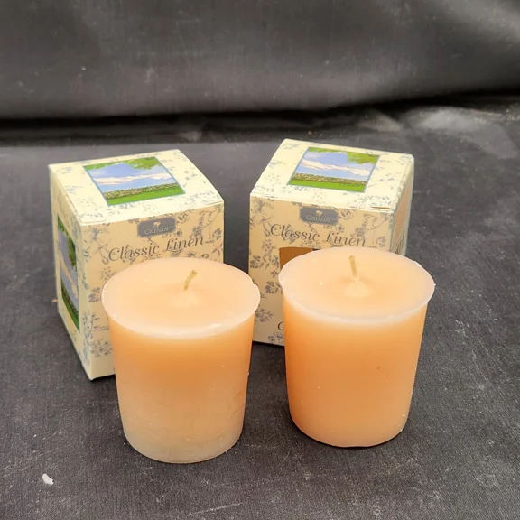 Greenleaf Classic Linen Scented Votives Lot 2 Candle Cube New Retired