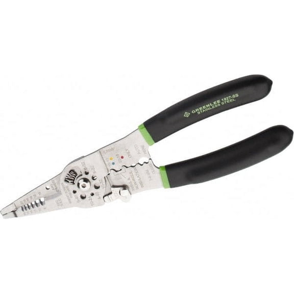 Greenlee 18 AWG Solid, 20 AWG Stranded Max Capacity Wire Stripper/Crimper 9" OAL, Cushion Grip Handle