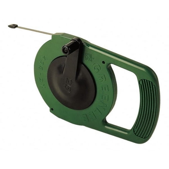Greenlee 25 Ft. Long x 1/4" Wide, 0.03" Thick, Steel Fish Tape 400 Lb. Pulling Strength, Includes Winder Case
