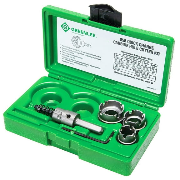 Greenlee 655 Durable Carbide Quick Change Cutter Set for Stainless Steel - 4pc