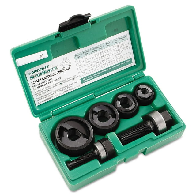 Greenlee Hole Punch Set, 10 Piece,10,12 ga. Steel 7235BB