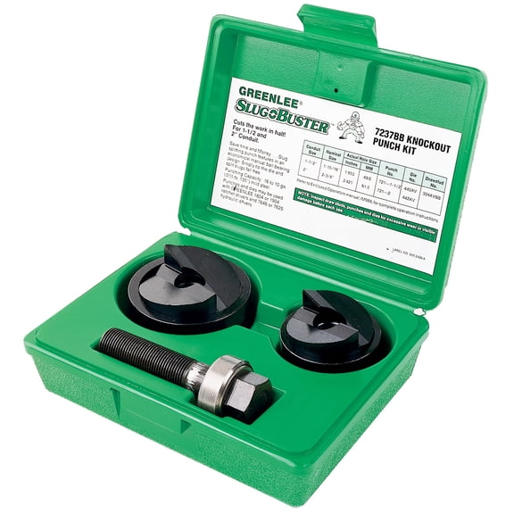 Greenlee 7237BB 1-1/2 to 2-Inch Durable Slug-Buster Knockout Punch and  Die Set
