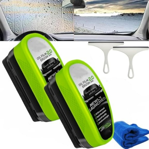 Greenliam Windshield Cleaner, Upgrade Greenliam Sponge for Car Window Shield, Automotive Oil Film Cleaning Brush, Universal Anti-rain Fog Glass Brush (2PCS)