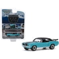 thumbnail image 1 of 1967 Ford Mustang Coupe Winter Park Turquoise with Black Stripes and Black Top and a Pair of Skis \Ski Country Special\ \"Hobby Exclusive\" 1/64 Diecast Model Car by Greenlight""", 1 of 2