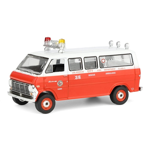 Greenlight 1/64 1969 Ford Econoline Ambulance, Los Angeles Fire Department, Fire & Rescue Series 5, 67070-B