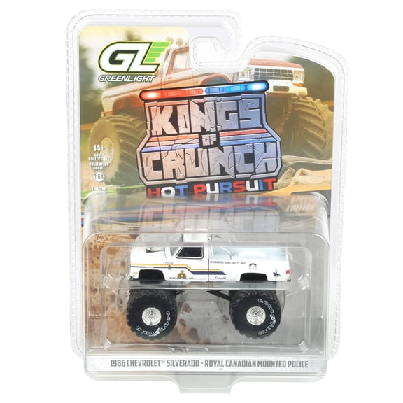 Greenlight 1/64 1986 Chevrolet Silverado, Royal Mounted Canadian Police, Kings of Crunch x Hot Pursuit Special Edition Series 17 49170-D
