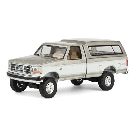 Greenlight 1/64 1997 Ford F-250 4x4 Pickup Truck with Bed Cap Rick's Auto Sales, LP Diecast Exclusive 51625