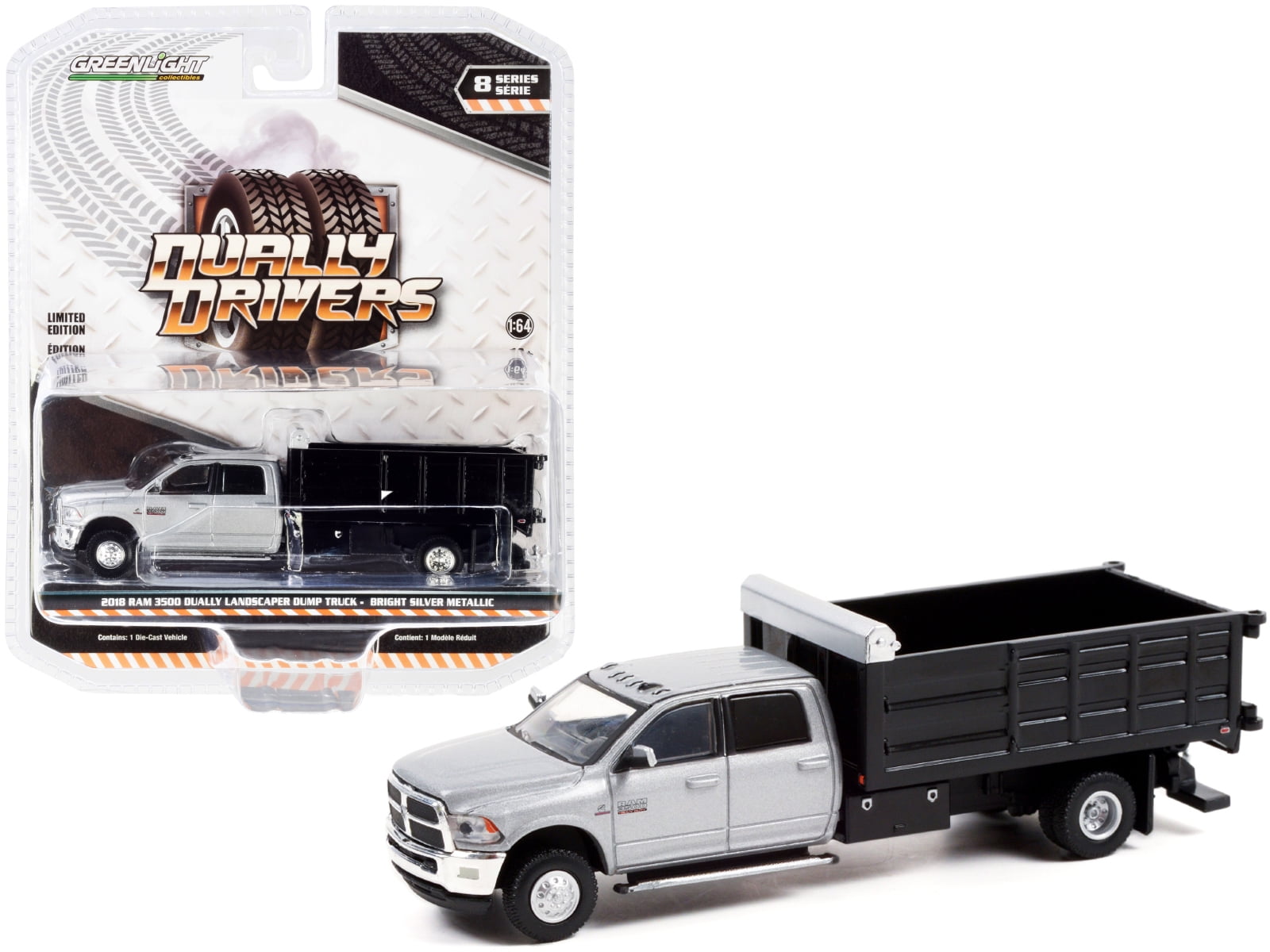 ミニカー Green light Pickup/ Truck Set 1:64 1992 1st Generation Dodge Ram, Lifted, Green & Silver