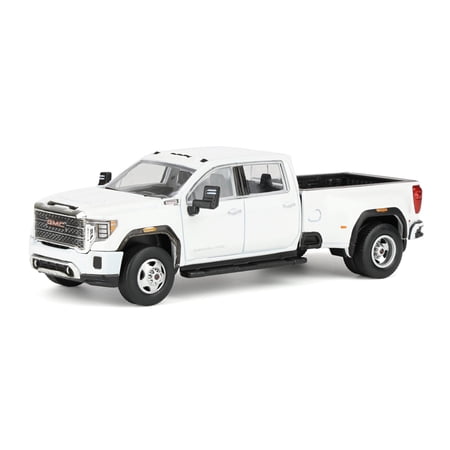 Greenlight 1/64 2022 GMC Sierra 3500HD Denali Dually Pickup Truck, White Frost 51678-B