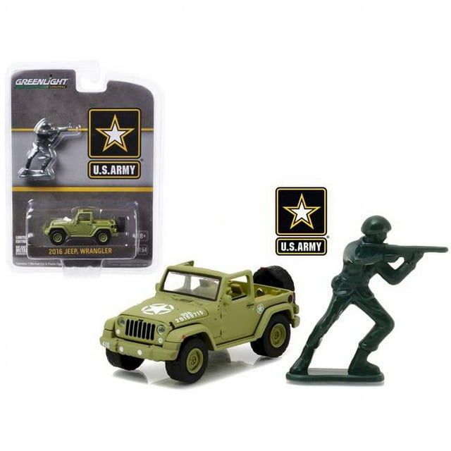 Greenlight 1:64 Hobby Exclusive 2016 Jeep Wrangler U.S Army With Soldier Figure