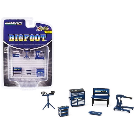Greenlight 16040A Bigfoot Monster Truck Shop Tools Set Accessories Series 2 16-4 Diecast Model Car - 6 Piece