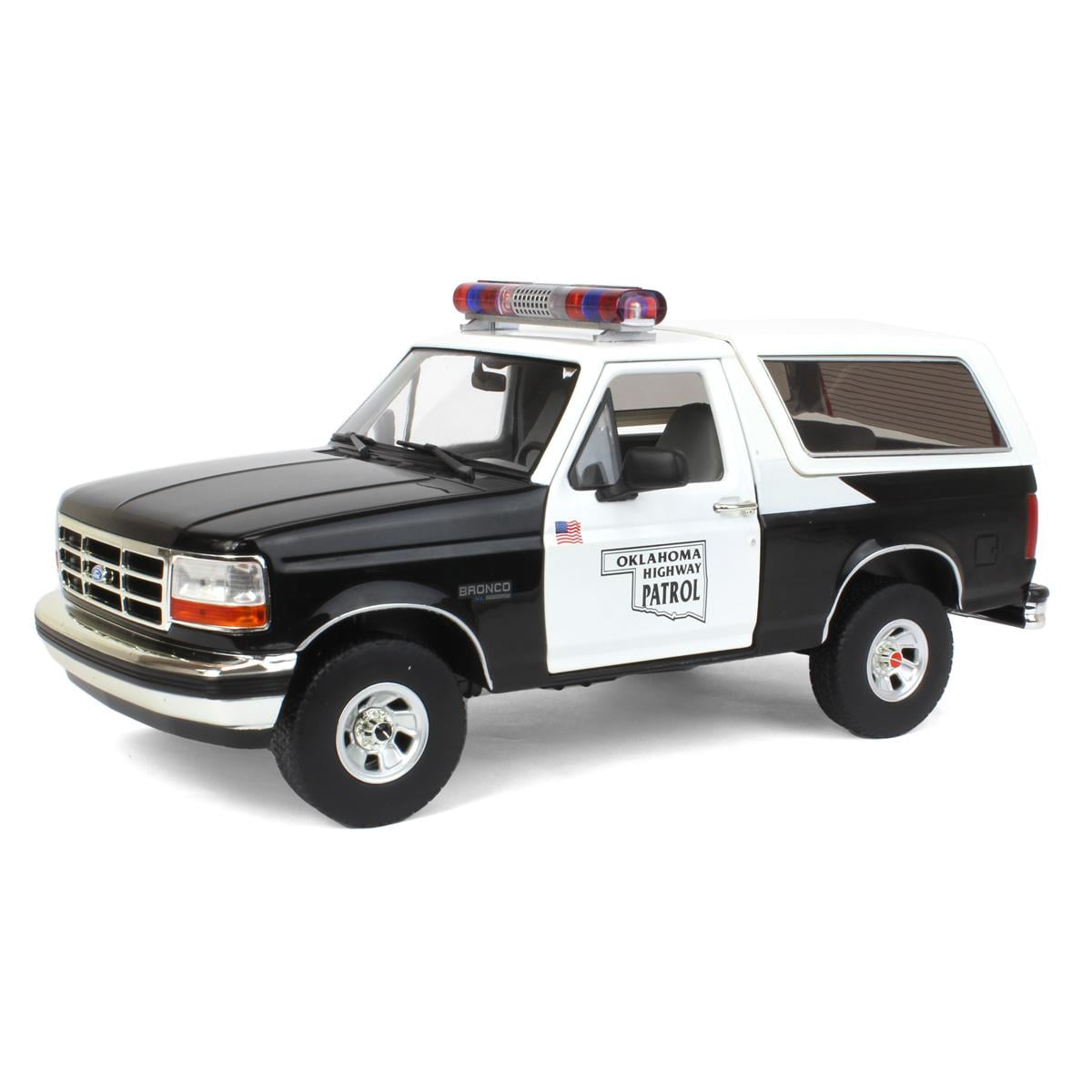 Greenlight 1996 Ford Bronco XLT Oklahoma Highway Patrol Police Truck Black/White 1:18