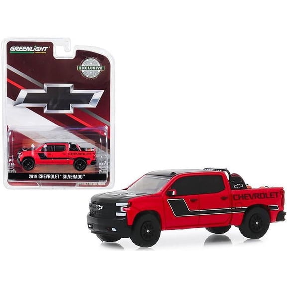 Greenlight 30087 2019 Chevrolet Silverado Pickup Truck with Safety Equipment, Red & Black