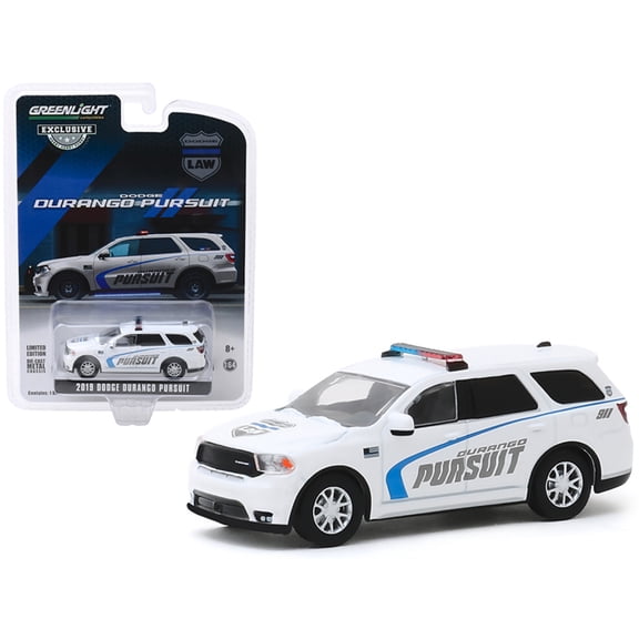 2019 Dodge Durango Pursuit Police Suv White Hobby Exclusive 1/64 Diecast Model Car By Greenlight 30119