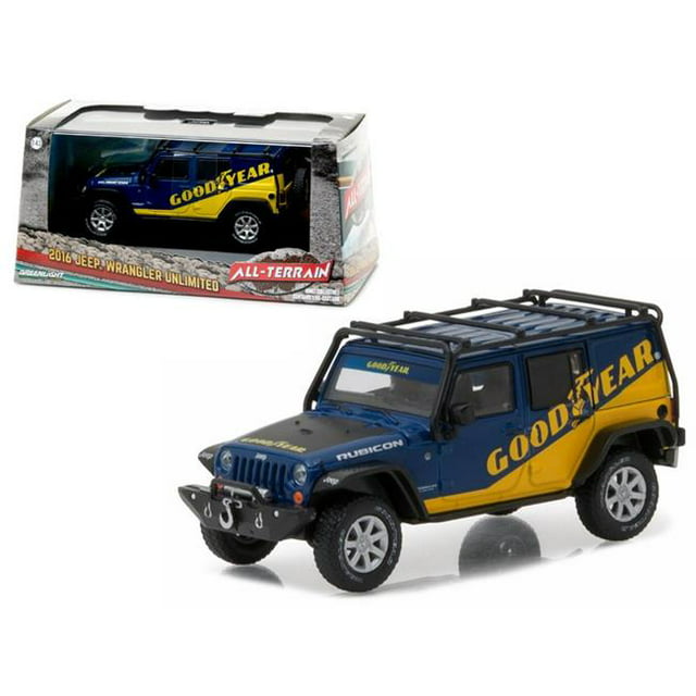 Greenlight 86080 1 isto 43 2016 Jeep Wrangler Unlimited Good Year with Roof Rack&#44; Fender Flares & Winch Diecast Model Car