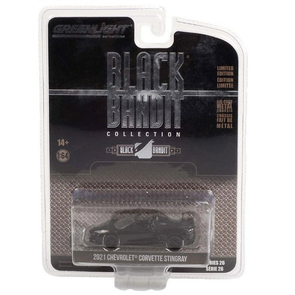 Greenlight Collectible 1/64 2021 Chevrolet Corvette C8 Stingray, Black Bandit Series 26 28090-D