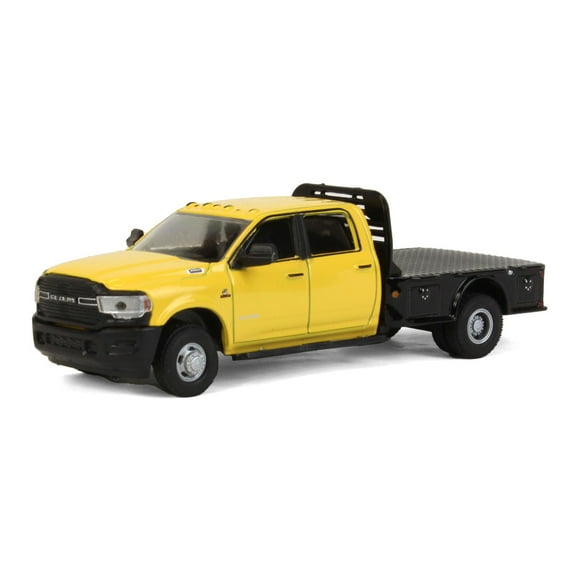 Greenlight Collectibles 1/64 Construction Yellow 2020 Ram 3500 Tradesman Dually Flatbed Pickup Truck Dually Drivers 10 46100-F