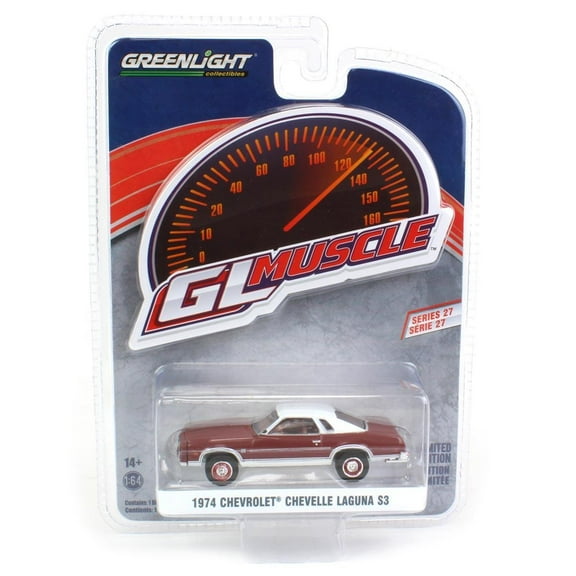 Greenlight Collectibles 1/64 Red Metallic 1974 Chevrolet Chevelle Laguna S3 Muscle Series 27 13320-C