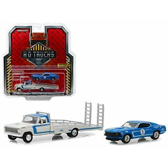 Greenlight H.D. Trucks Series 15 - 1969 Ford F-350 Ramp Truck & 1969 Ford Mustang BOSS 302