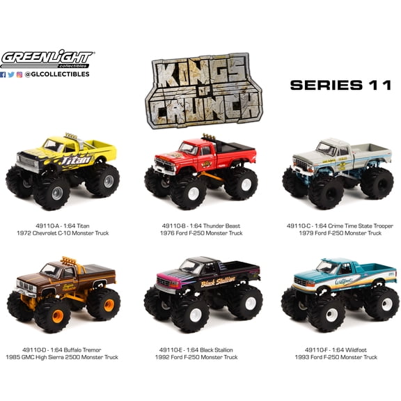 Greenlight Kings of Crunch SERIES 11 1:64 Diecast Cars - Chevrolet, Ford, GMC