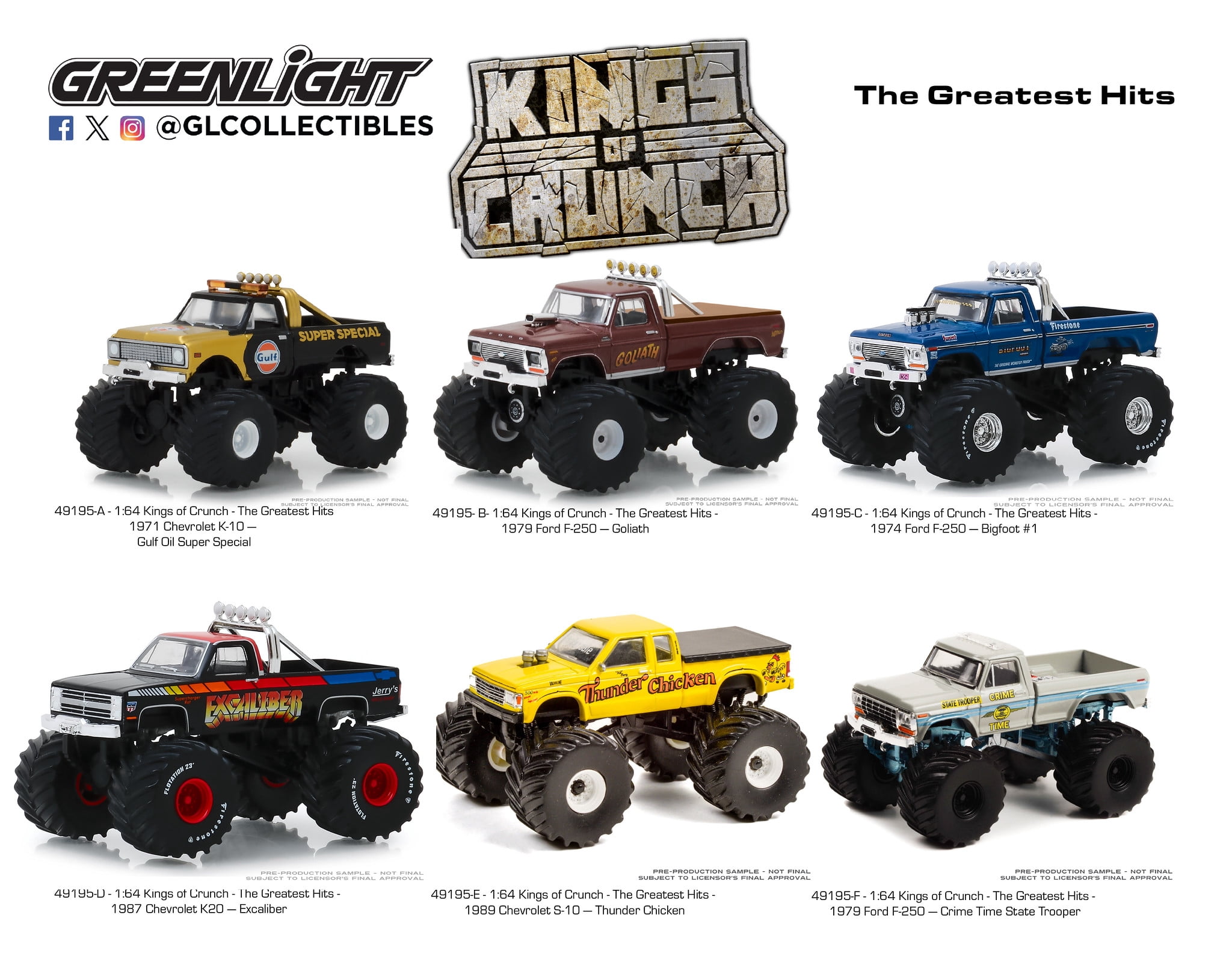 GREENLIGHT KINGS OF CRUNCH 3台セット GreenLight Collectibles Kings of Crunch Series 11 1:64 Diecast