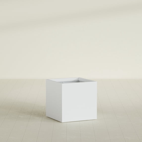 Greenline Jack Square Cube Planter - Indoor/Outdoor Large Fiberglass Lightweight Planter - 28" x 28" x 28" (Gloss White)
