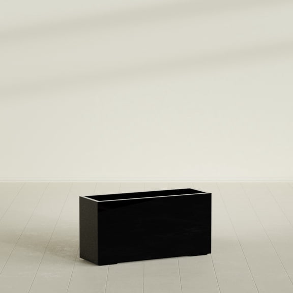 Greenline Leo Rectangle Planter - Indoor/Outdoor Extra Large Fiberglass Lightweight Planter - 48" x 16" x 24" (Gloss Black)