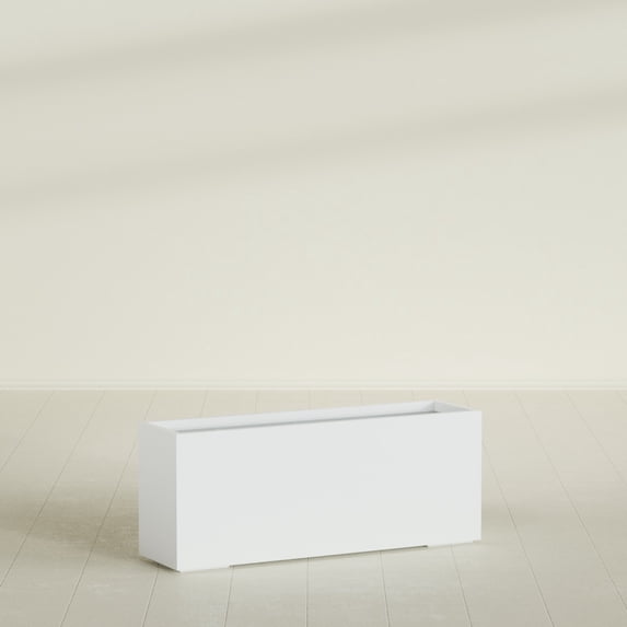 Greenline Leo Rectangle Planter - Indoor/Outdoor Extra Large Fiberglass Lightweight Planter - 60" x 16" x 24" (Matte White)