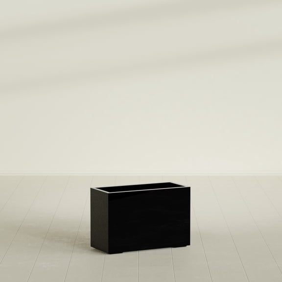 Greenline Leo Rectangle Planter - Indoor/Outdoor Large Fiberglass Lightweight Planter - 36" x 16" x 24" (Gloss Black)