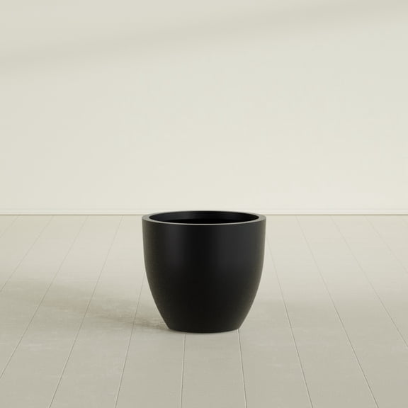 Greenline Fiberglass Lucy Large Indoor/Outdoor Round Planter - 27" x 27" x 24" (Matte Black)