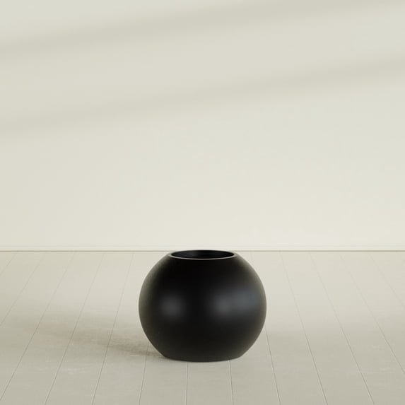 Greenline Nala Globe Planter - Indoor/Outdoor Large Fiberglass Lightweight Planter - 24" x 24" x 19" (Matte Black)