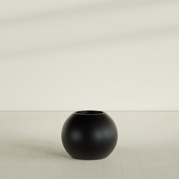 Greenline Nala Globe Planter - Indoor/Outdoor Large Fiberglass Lightweight Planter - 24" x 24" x 19" (Matte Black)