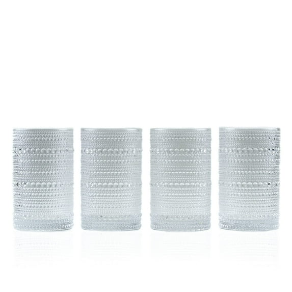 Greenline Goods Hobnail Drinking Glasses - Clear 12 oz Thick Modern Kitchen Glassware Set - Unique Vintage Bubble Cocktails Or Modern Bar - Set of 4