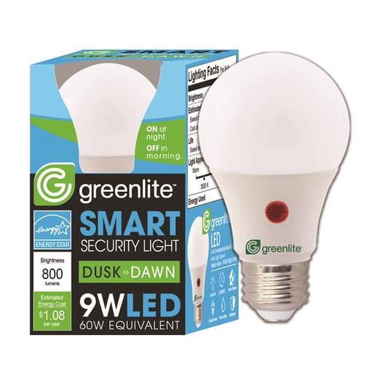 Greenlite 9W/LED/OMNI/DD A19 LED Dusk to Dawn Bulb, 9 Watts, 120 Volt
