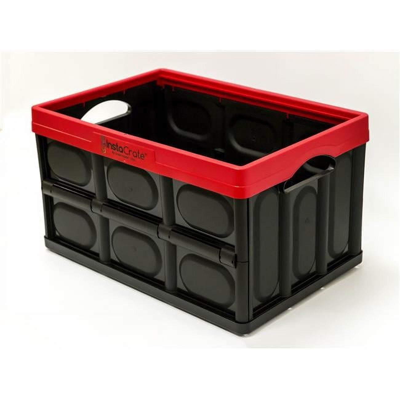 Greenmade 11.7 x 14.2 x 21 in. 12 gal InstaCrate Stackable Folding Crate, Black & Red - Pack of 4