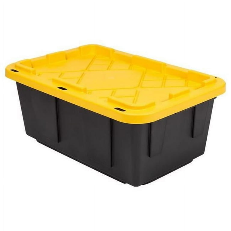 Greenmade 15 gal Black/Yellow Snap Lock Storage Box Stackable