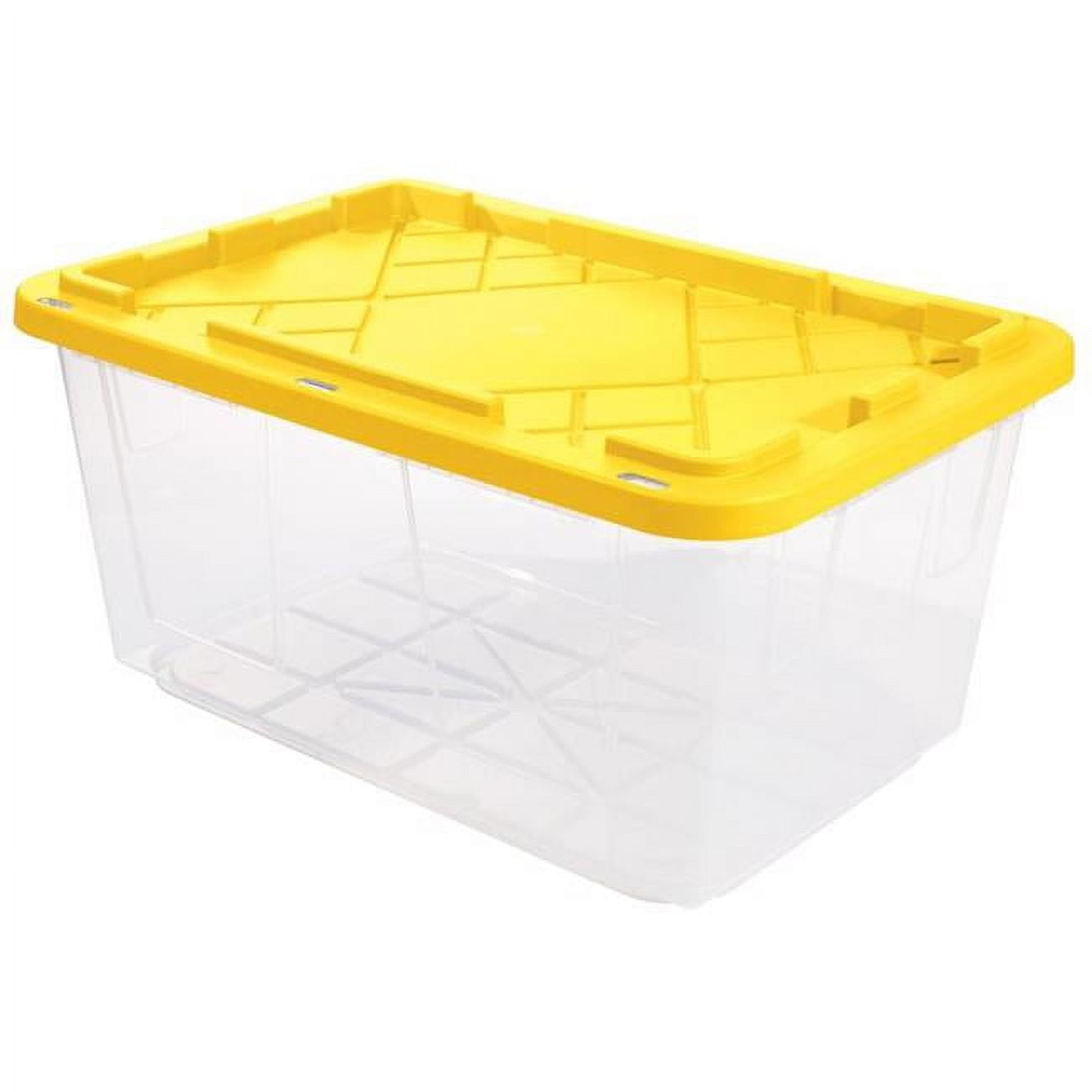 GREENMADE Extra Strong 27 Gallon Plastic Storage Bin, Multi Color, 4 Pack.  Heavy Duty Built With Snap Fit Lid. Factory Direct (Green & Yellow)