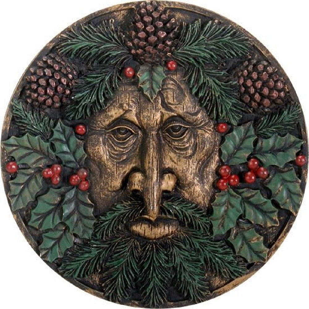 Greenman Winter Holiday Resin Wall Plaque