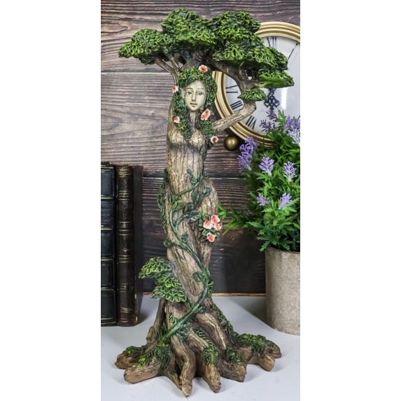 Greenman Tree Woman Gaia Dryad Ent Native Earth Goddess With Canopy Figurine