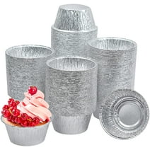 Greenparty Cupcake Liner, 150 Pack Aluminum Foil Baking Cups 4 Ounce Muffin Liners, Silver
