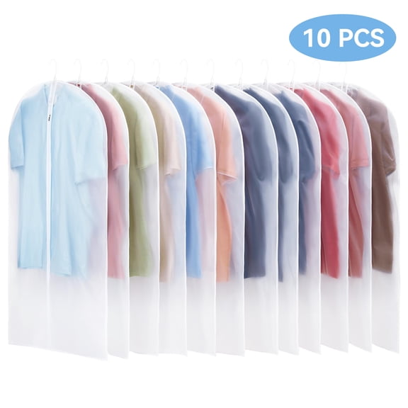 Greenpod 10 Pack Garment Bags for Hanging Clothes - Translucent Suit Bag for Closet Wardrobe Storage Travel - 24" x 42"