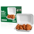 thumbnail image 1 of Greenpod  9x6 Inch Heavy Duty Clamshell Take Out Containers 【75 Pack】, Compostable Bagasse Food Boxes with Lids, Disposable To-Go Containers for Lunch, Salad, Meal Prep, 1 of 7