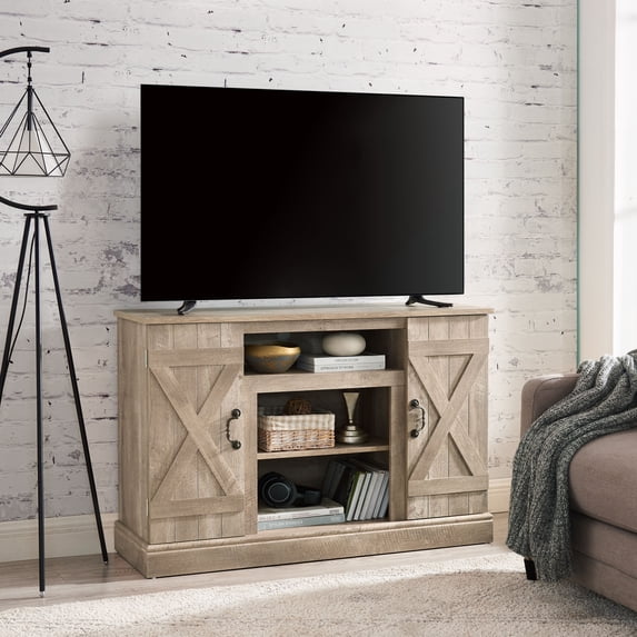 Greenpod Farmhouse TV Stand with for TVs up to 50″ , Antique TV Console Table Entertainment Center for Living Room, Ashland Pine