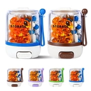 Greenpod Press on medicine box, 4 large anti knock compartments, BPA free medicine box, detachable silicone handle Blue, Coffee