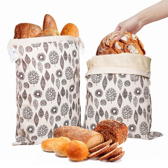 Greenpod Reusable Beeswax Bread Bags for Freezer & Refrigerator, 17"×13" Natural Beeswax-Lined Cotton Storage Bags Airtight Freshness Keeper for Homemade, Bakery Essentials (2 Pack)
