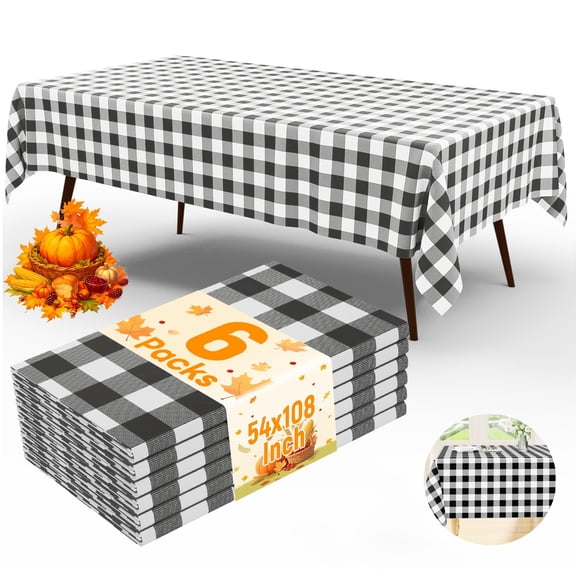 Greenpod Waterproof Checkered Tablecloth, Black and White Rectangle Table Cover for Dining, Parties, Indoor Outdoor, Wipeable, 54" x 108"